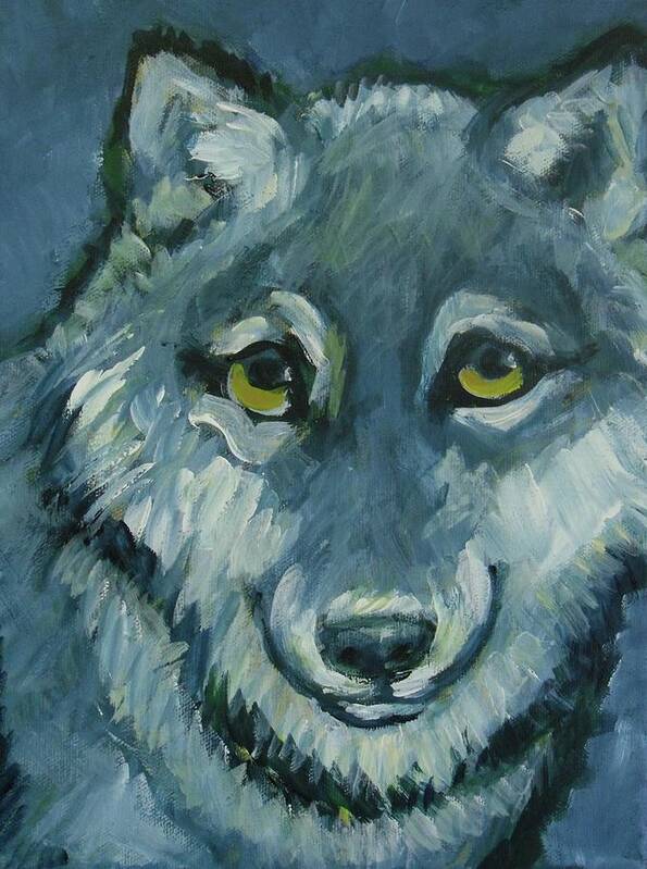 Wolf Art Print featuring the painting Blue Wolf by Carol Suzanne Niebuhr