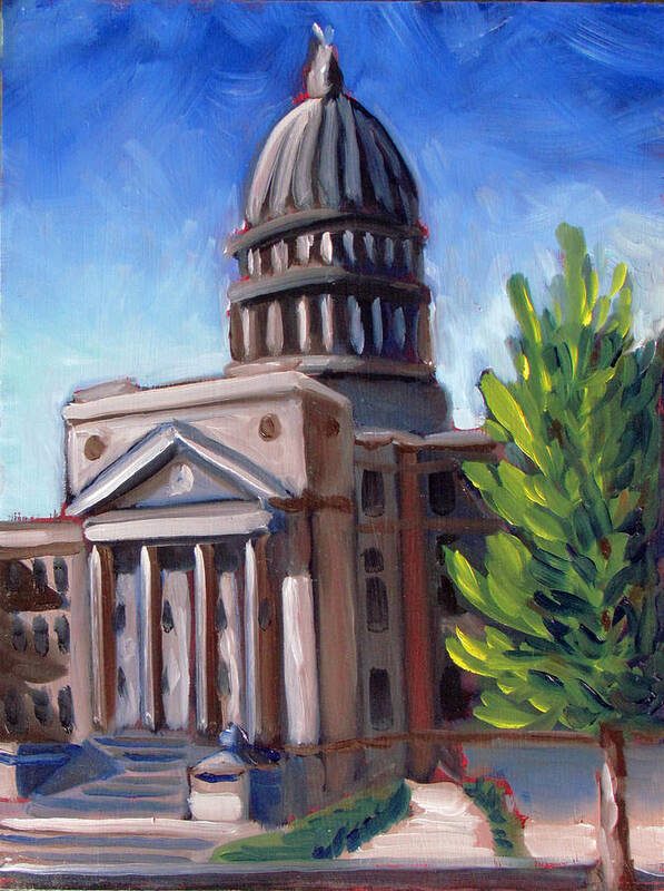 Boise Art Print featuring the painting Boise Capitol Building 01 by Kevin Hughes