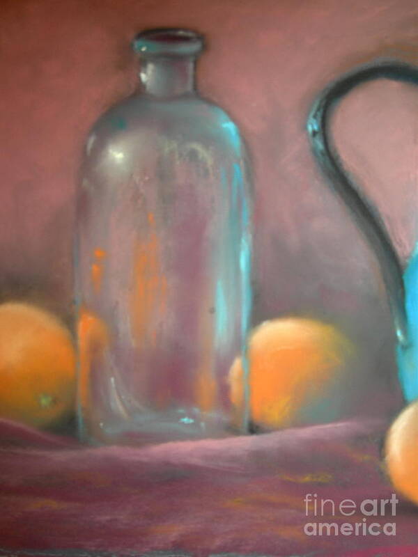 Still Life Art Print featuring the pastel Bottle and oranges by Joyce Guariglia