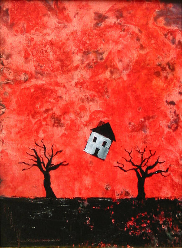 House Art Print featuring the painting Bouncing House Fiery Sky by Pauline Lim