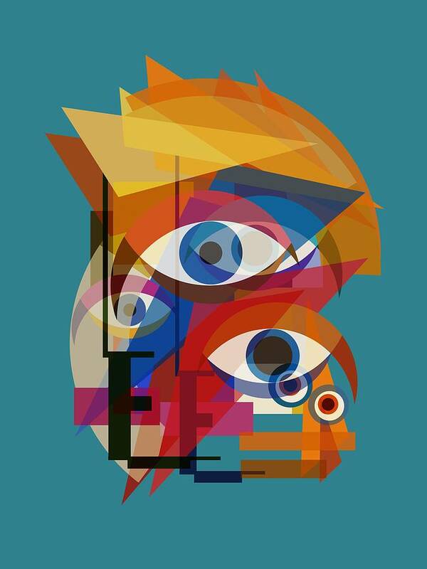 Bauhaus Changes David Bowie Ziggy Stardust Stardots Czar Catstick Online Art Gallery Painting Photography Affordable Art London Geometric Bauhaus Abstract Artwork C-zar Blackstar Art Print featuring the digital art Bowie Bauhaus - Changes THREE by BFA Prints