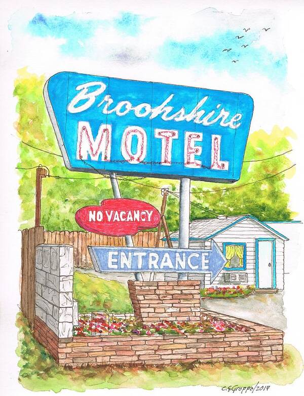 Brookshire Motel Art Print featuring the painting Brookshire Motel in Route 66, Tulsa, Oklahoma by Carlos G Groppa
