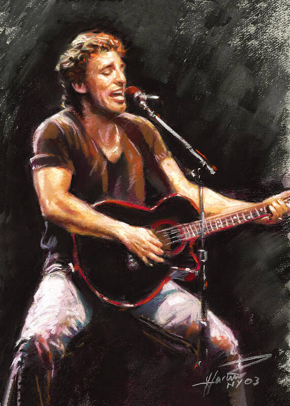 Bruce Springsteen Art Print featuring the pastel Bruce Springsteen by Ylli Haruni