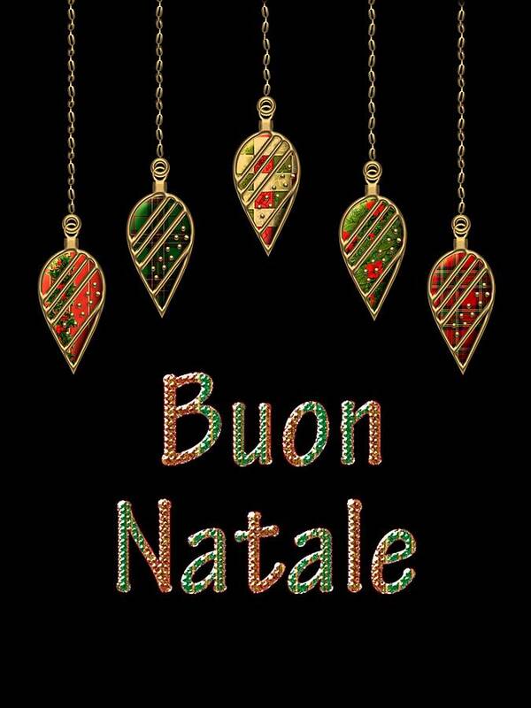 Red Art Print featuring the digital art Buon Natale Italian Merry Christmas by Movie Poster Prints