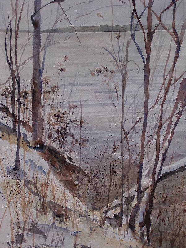 Burt Lake Art Print featuring the painting Burt Lake in Winter by Sandra Strohschein
