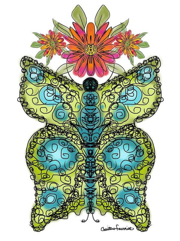 Butterfly Art Print featuring the painting Butterfly bliss pillow by Christine Fournier