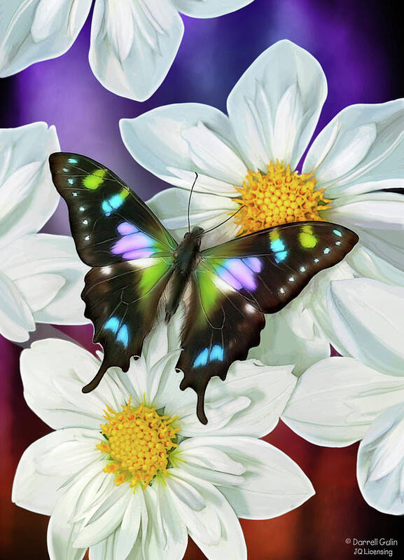 Butterfly Art Print featuring the painting Butterfly Flowers by JQ Licensing