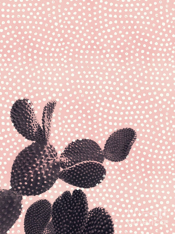 Cactus Art Print featuring the mixed media Cactus with Polka Dots by Emanuela Carratoni