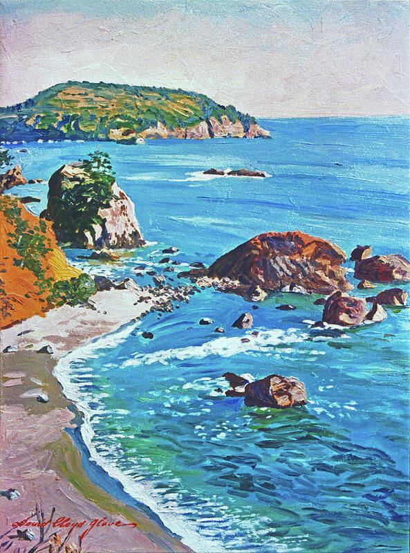 Pacific Ocean Art Print featuring the painting California Coastline by David Lloyd Glover