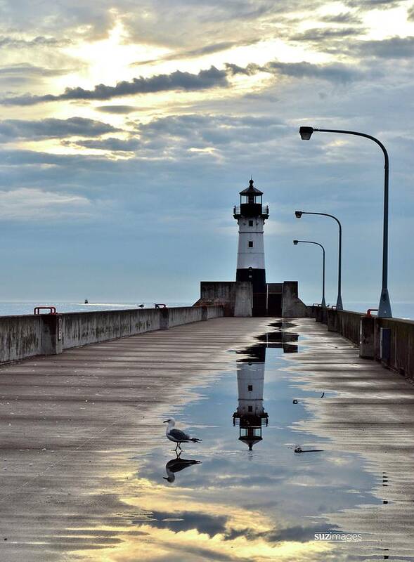 Lighthouse Art Print featuring the photograph Canal Park Pier by Susie Loechler