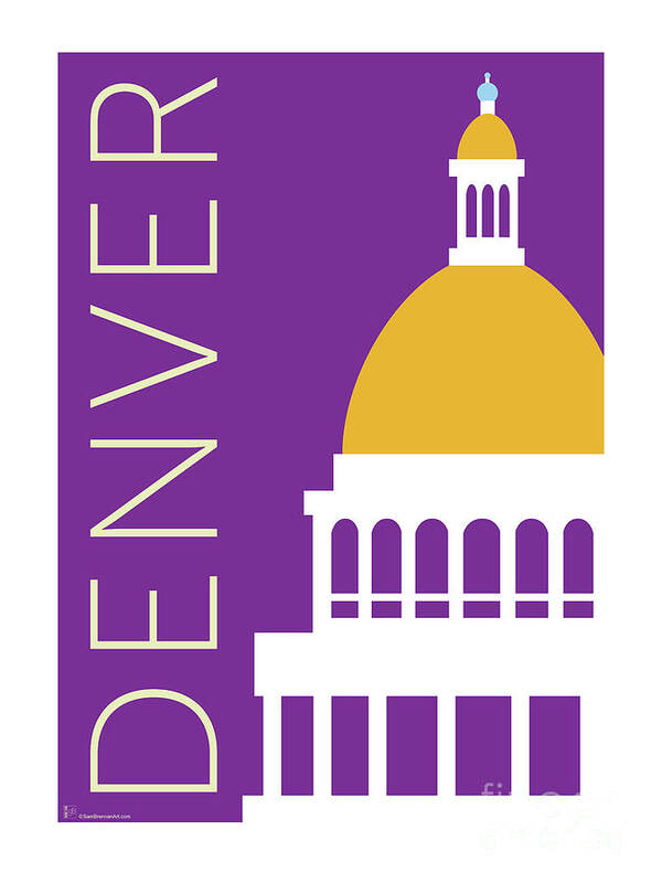 Denver Art Print featuring the digital art DENVER Capitol/Purple by Sam Brennan