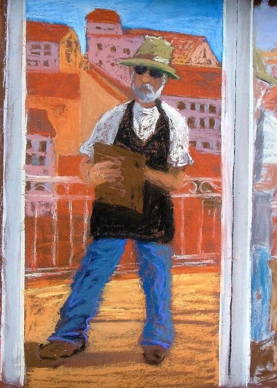 Self Portrait Art Print featuring the painting Captured in Antibes by Gary Coleman
