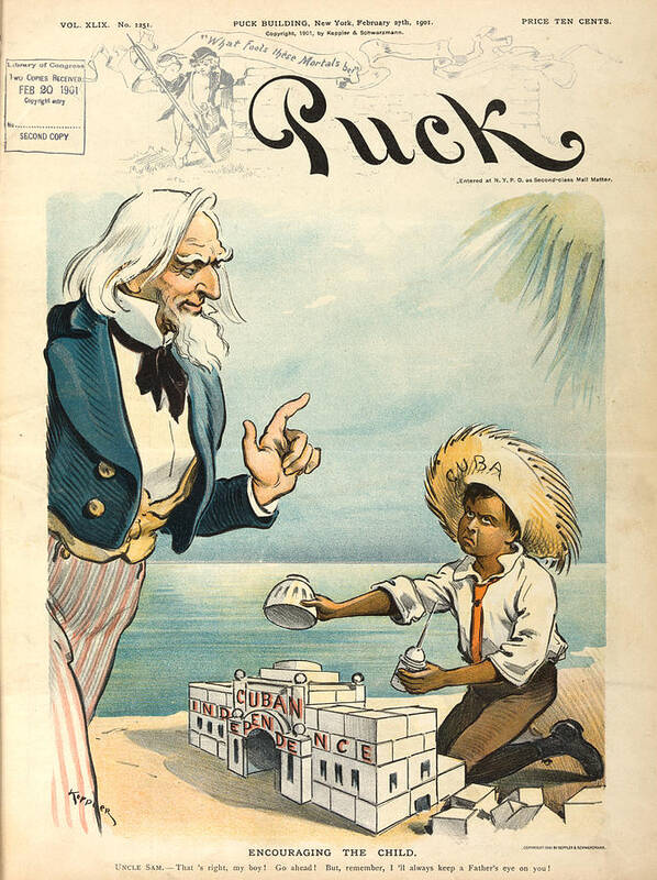 1901 Art Print featuring the photograph Cartoon: Cuba, 1901 by Granger
