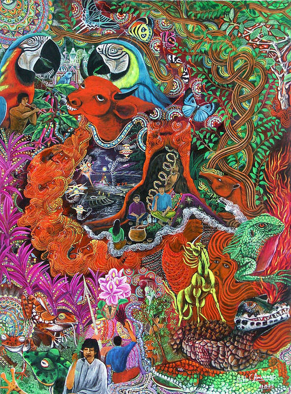  Art Print featuring the painting Caspi Shungo by Pablo Amaringo