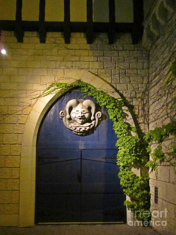 Castle Door At Night Art Print featuring the photograph Castle Door at Night by John Malone