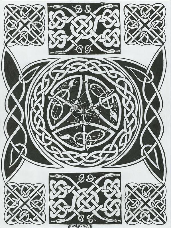 Celtic Knots Art Print featuring the drawing Celtic Design by Michael E Kelly
