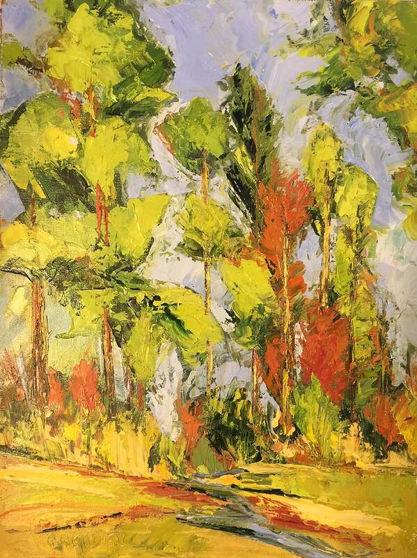 Landscape Art Print featuring the painting Cezanne's Trees by Celeste Drewien