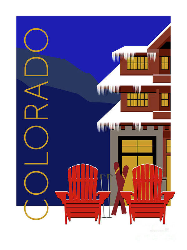 Ski Art Print featuring the digital art COLORADO Chairs by Sam Brennan