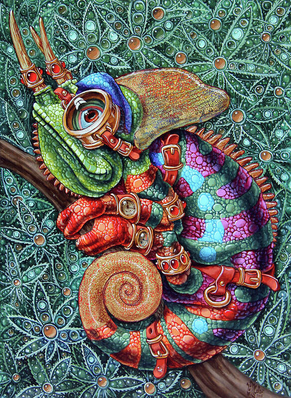 Steampunk Art Print featuring the painting Chameleon by Victor Molev