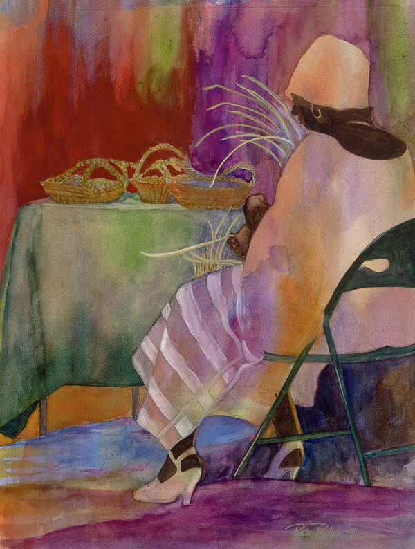 Paula Robertson Art Print featuring the painting Charleston Basket Weaver by Paula Robertson