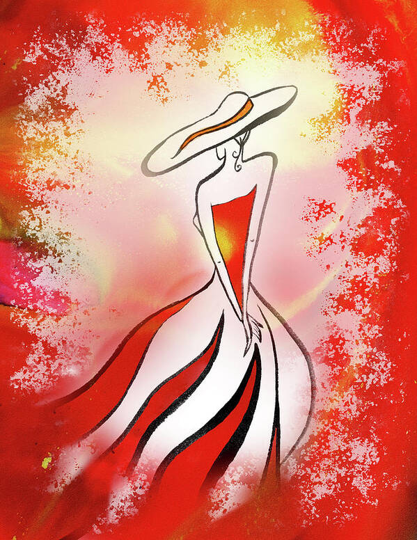 Charming Lady In Red Art Print featuring the painting Charming Lady In Red by Irina Sztukowski