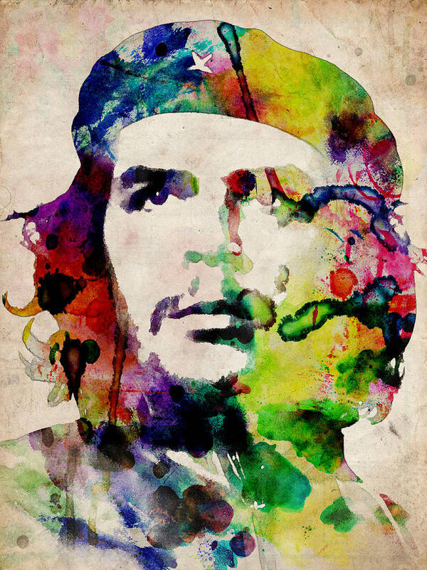 Che Guevara Art Print featuring the digital art Che Guevara Urban Watercolor by Michael Tompsett
