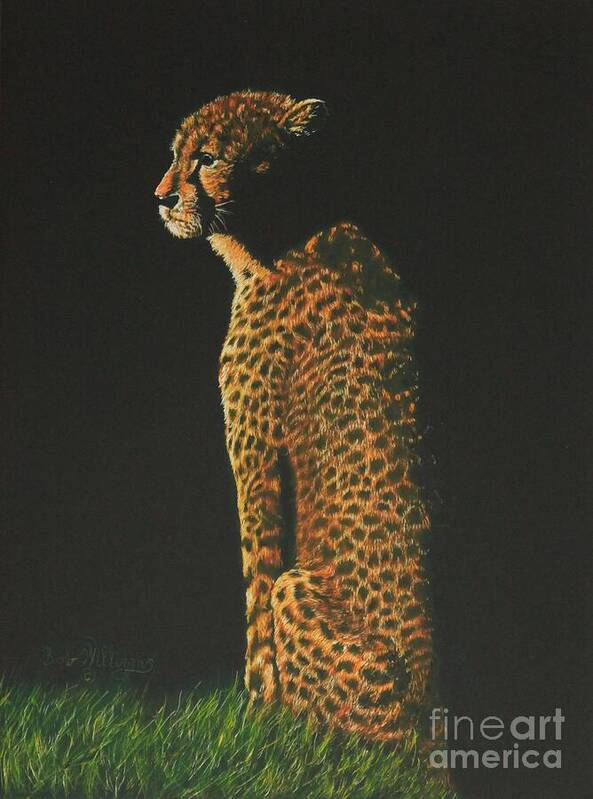 Cheetah Art Print featuring the painting Cheetah At Sunset by Bob Williams