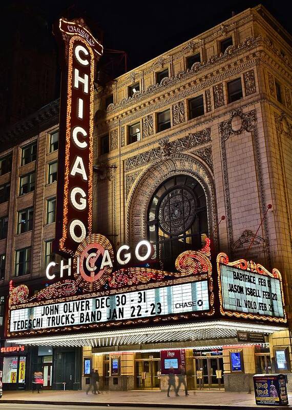 Chicago Art Print featuring the photograph Chicago Theatre by Frozen in Time Fine Art Photography