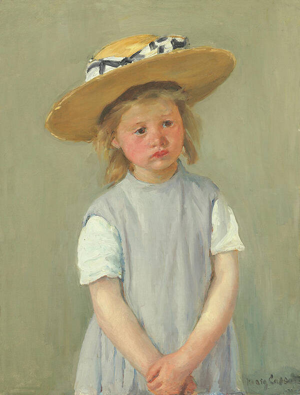 Child In A Straw Hat Art Print featuring the painting Child In A Straw Hat by Mary Cassatt 1886 by Movie Poster Prints