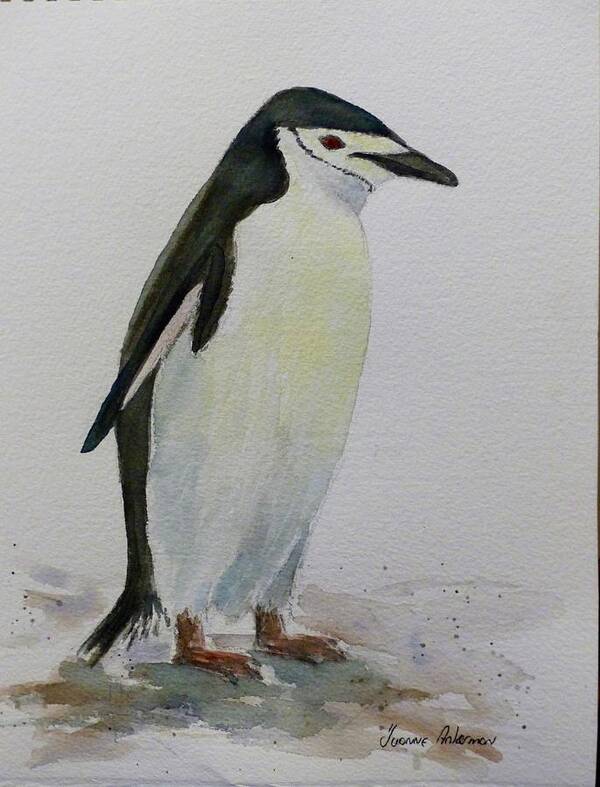 Penguin Art Print featuring the painting Chin strapped Penguin by Yvonne Ankerman