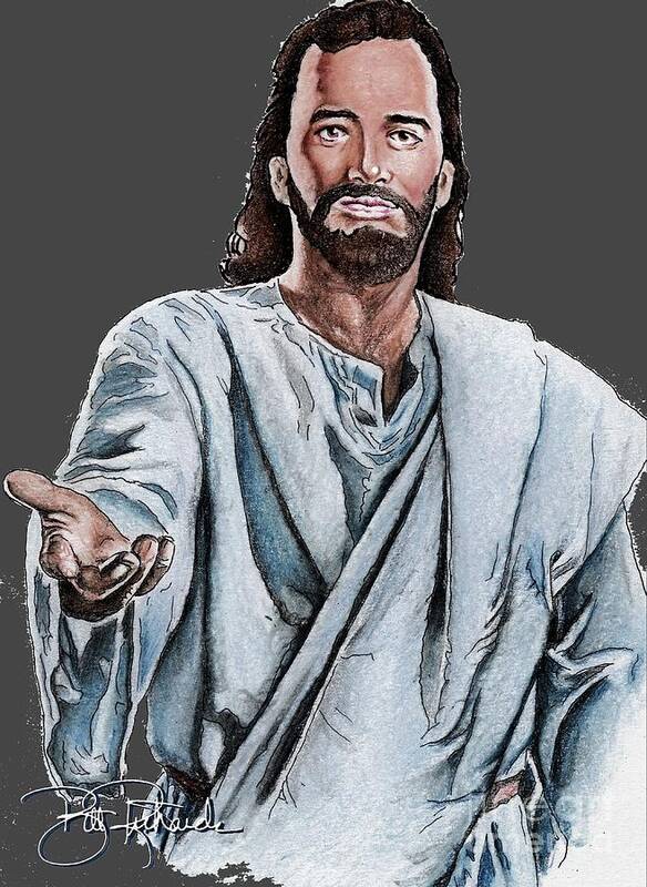 Jesus Art Print featuring the drawing Christ by Bill Richards