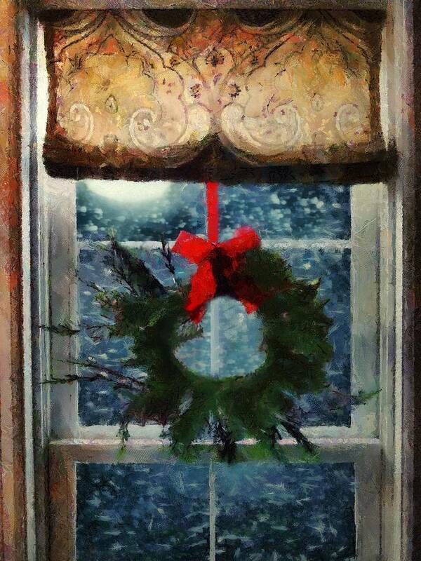 Window Art Print featuring the painting Christmas Eve Blizzard by RC DeWinter
