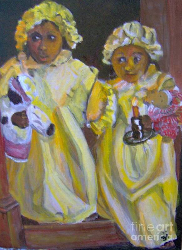 Girls Art Print featuring the painting Christmas Eve by Saundra Johnson
