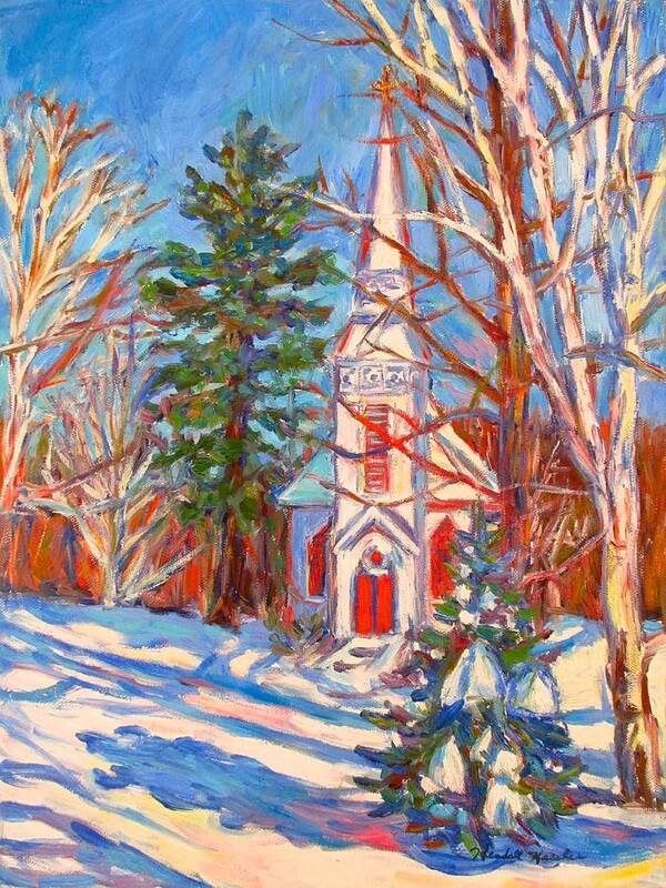 Church Art Print featuring the painting Church Snow Scene by Kendall Kessler