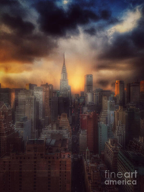 Chrysler Building Art Print featuring the photograph City Splendor - Sunset in New York by Miriam Danar