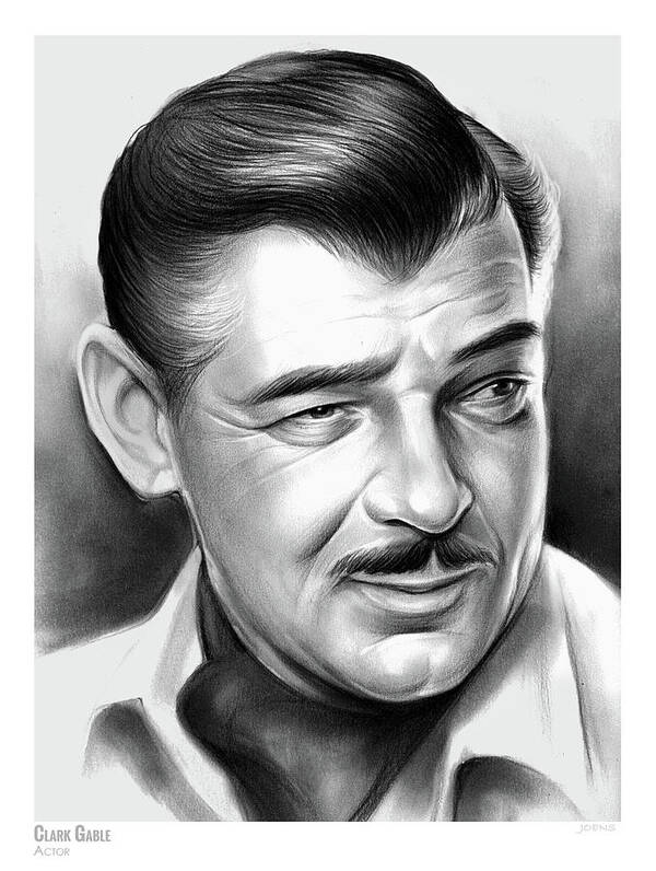 Clark Gable Art Print featuring the drawing Clark Gable 26AUG17 by Greg Joens