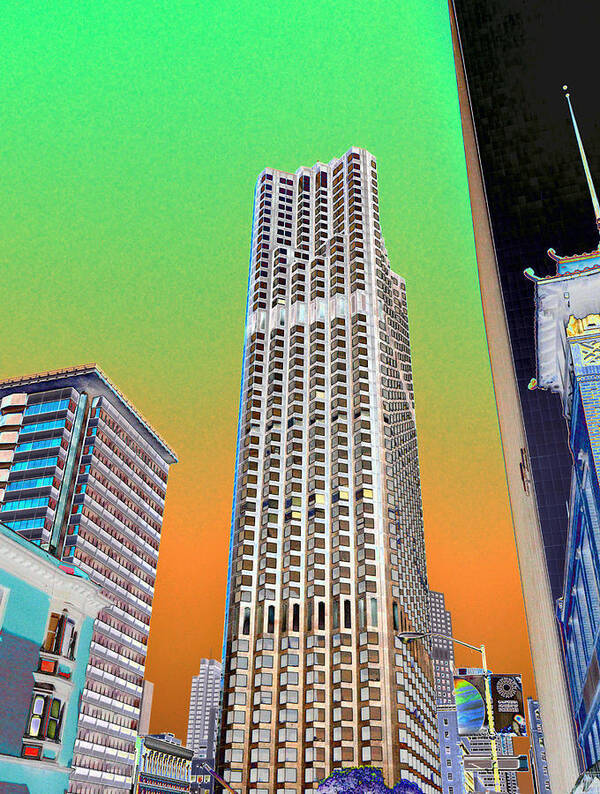 (high Rise )( Sky Scraper) ( San Francisco Sky Scraper)( Super Tall High Rise) Art Print featuring the photograph Clean green by Tom Kelly