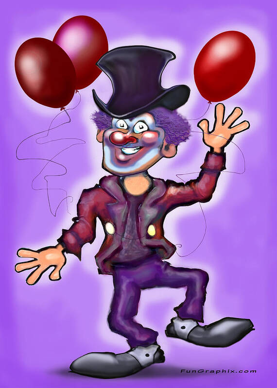 Clown Art Print featuring the digital art Clown by Kevin Middleton