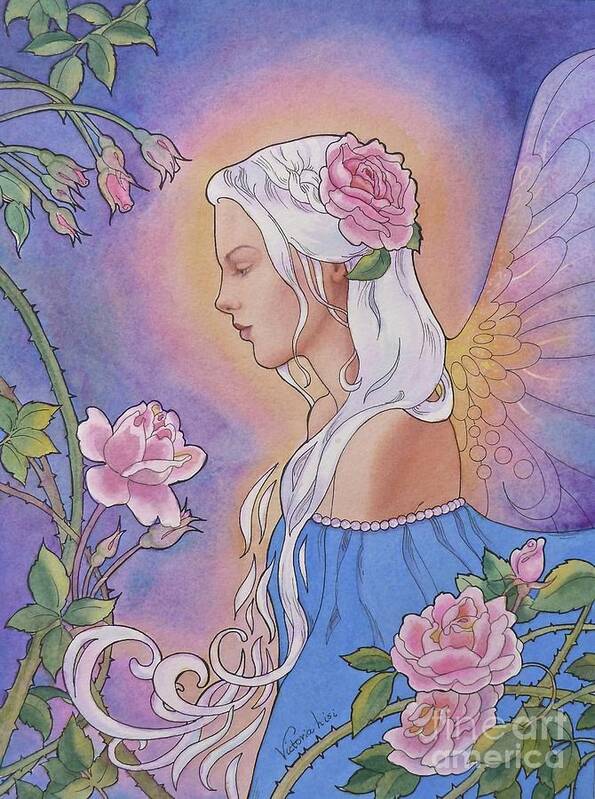 Watercolor Art Print featuring the painting Contemplation of Beauty by Victoria Lisi