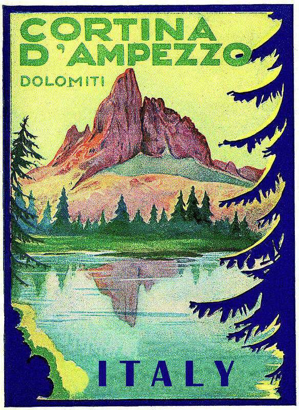 Cortina D'ampezzo Art Print featuring the painting Cortina d'Ampezzo, mountain peek, Italy by Long Shot