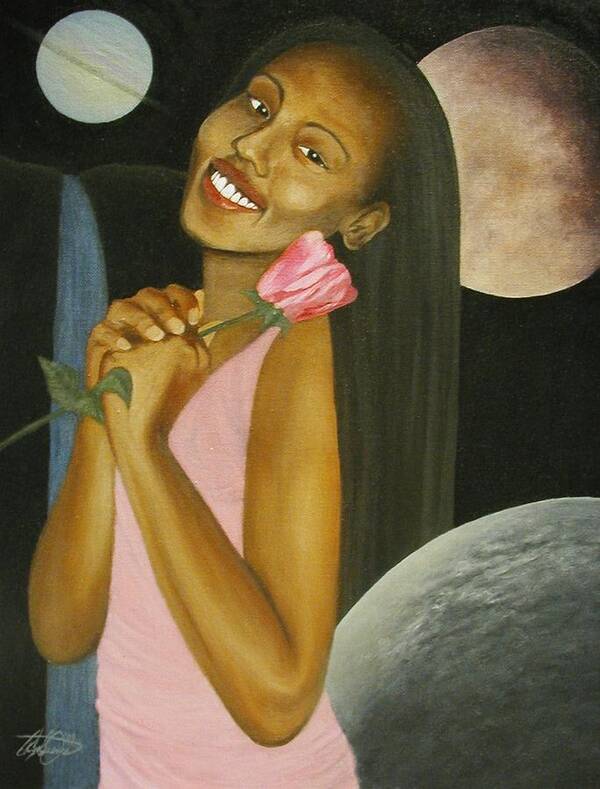 Portrait Art Print featuring the painting Cosmic Queen Courtney by Angelo Thomas