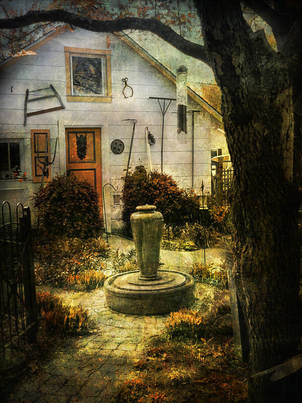 Courtyard Art Print featuring the photograph Courtyard and Fountain by John Rivera