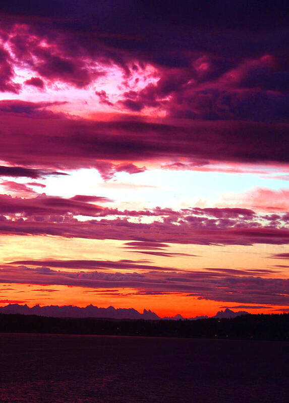 Sunrise Art Print featuring the photograph Crimson Sunrise 3rd panel panorama by Mary Gaines