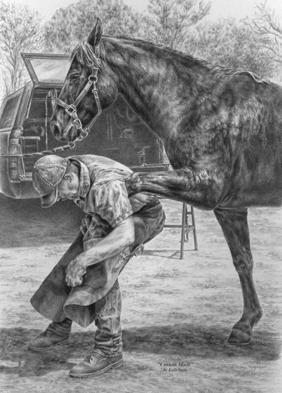 Farrier Art Print featuring the drawing Custom Made by Kelli Swan