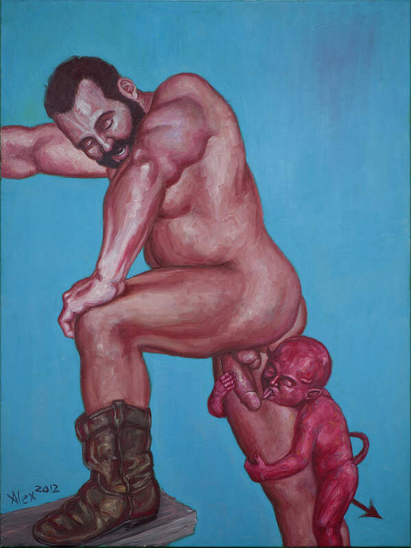 Erotic Art Print featuring the painting Daddy's Little Devil by Alex Abel