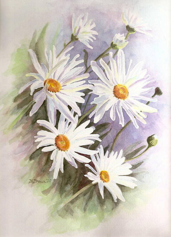 Daisy Art Print featuring the painting Daisies by Deb Brown Maher