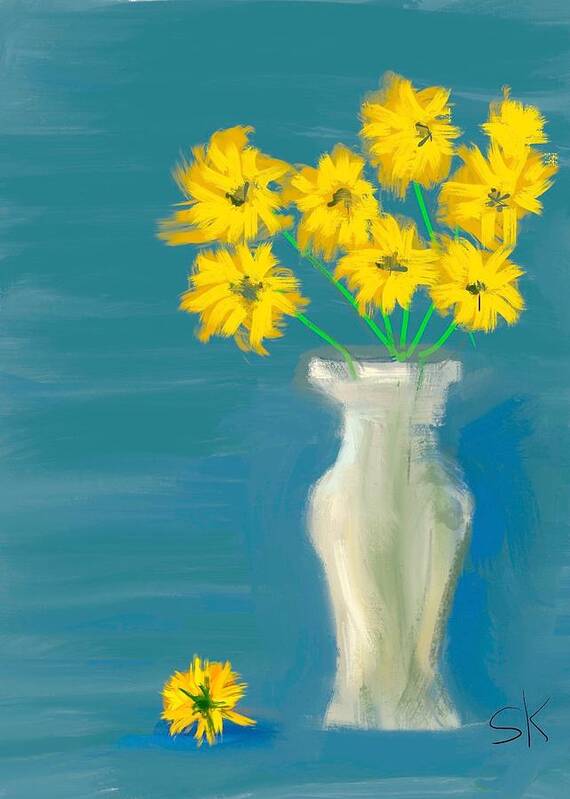 Flowers Art Print featuring the digital art Daisy Vase by Sherry Killam