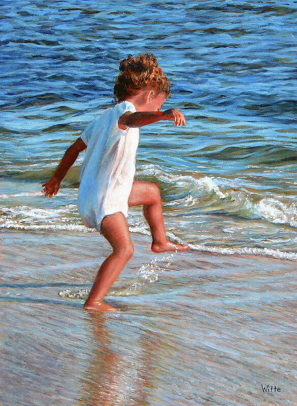 Children Art Print featuring the painting Dancing in the Surf by Marie Witte