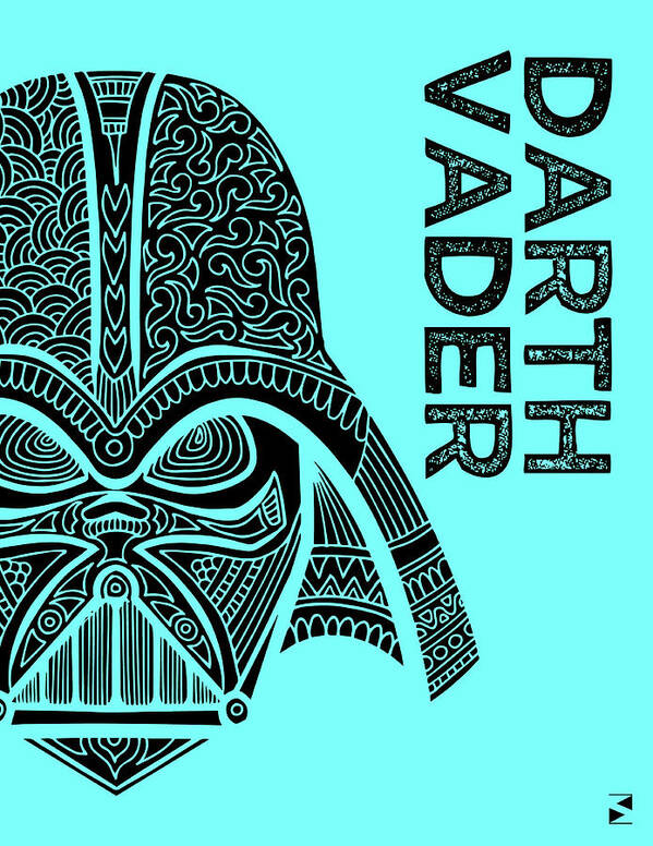Darth Vader Art Print featuring the mixed media Darth Vader - Star Wars Art - Blue by Studio Grafiikka