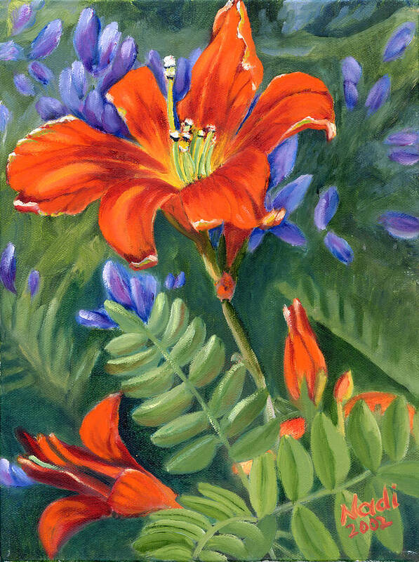 Day Lily Art Print featuring the painting Daylilies by Renate Wesley